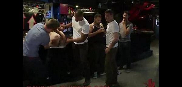  Gay gets ass stretched and licked in bar